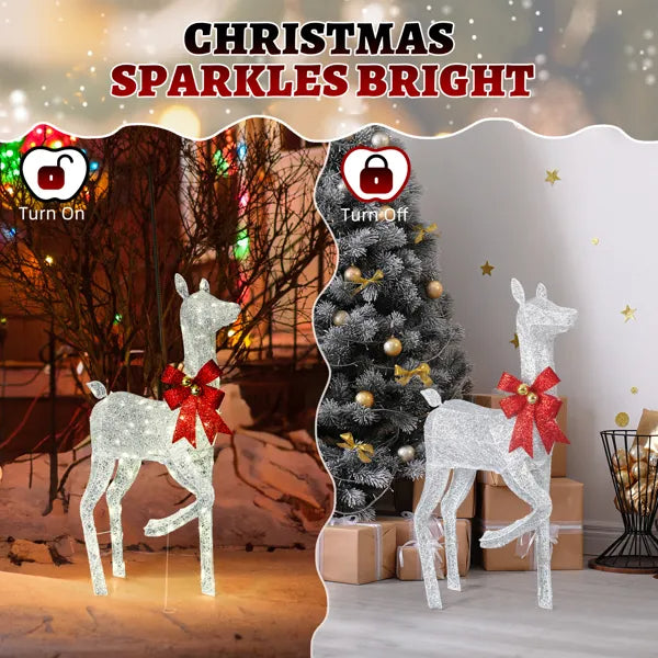 3-Piece Lighted Christmas Reindeer Family Set Outdoor Decorations, Weather Proof Sparkling Deer Family Set Of - view 10