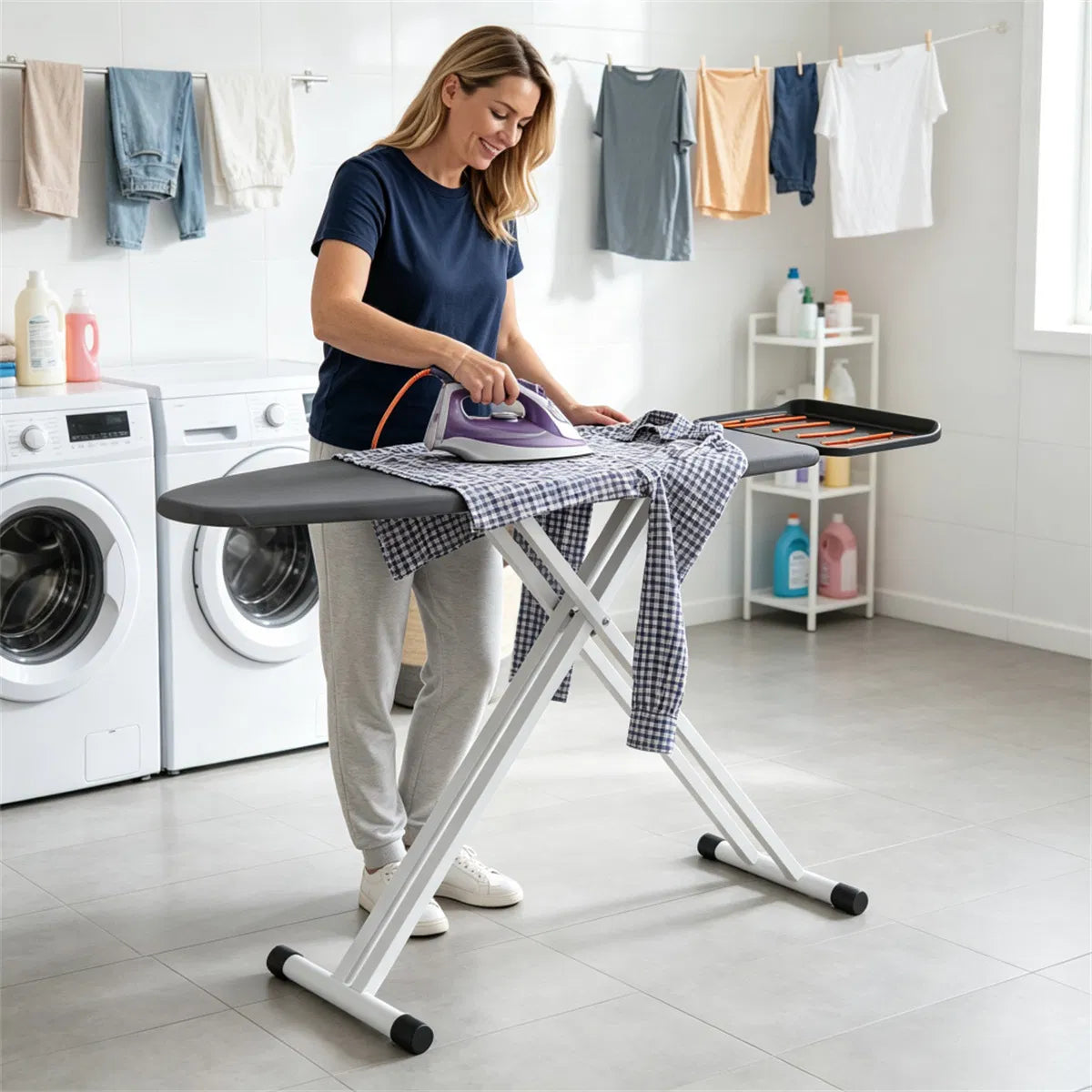 Adjustable Height Ironing Board, 7-Level Foldable Ironing Table with Perforated Metal Base - view 4
