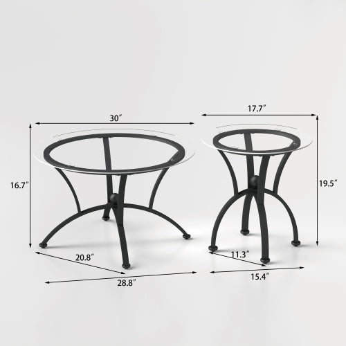3 Piece Tempered Glass Surface Coffee Table Set Decor Coffee Table - view 2