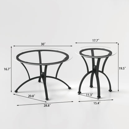 3 Piece Tempered Glass Surface Coffee Table Set Decor Coffee Table - view 2