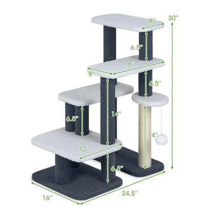 2-in-1 Cat Stairs & Tree With Sisal Scratching Post, 4 Levels Pet Steps For Elderly Cats & Short-Legged Dogs - view 2