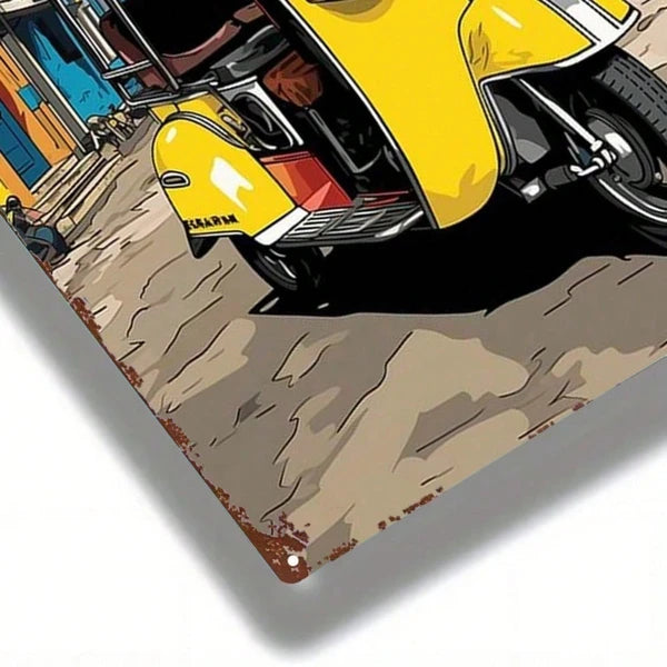 Vintage Auto Rickshaw Metal Sign 8x12 Inch, Retro Tuk Tuk Tin Plaque Wall Decor - view 4