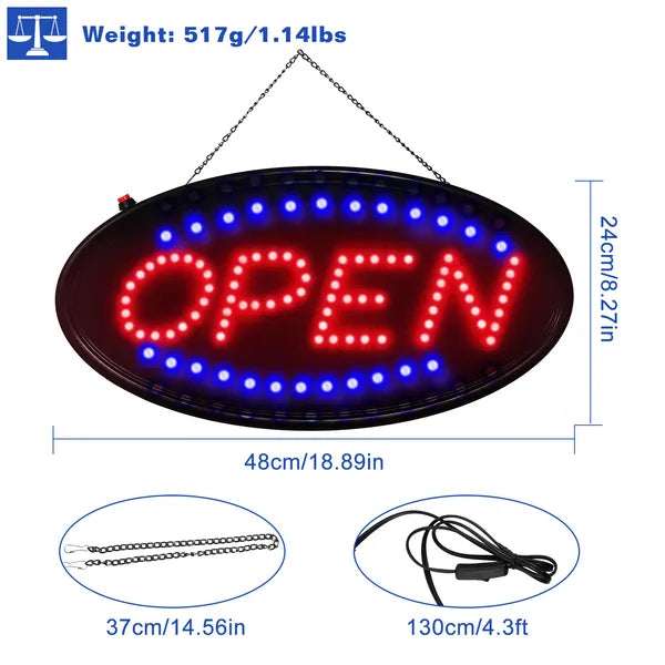 Ultra Bright LED Neon Open Sign Normal Lighting Store Business Sign Animated Motion