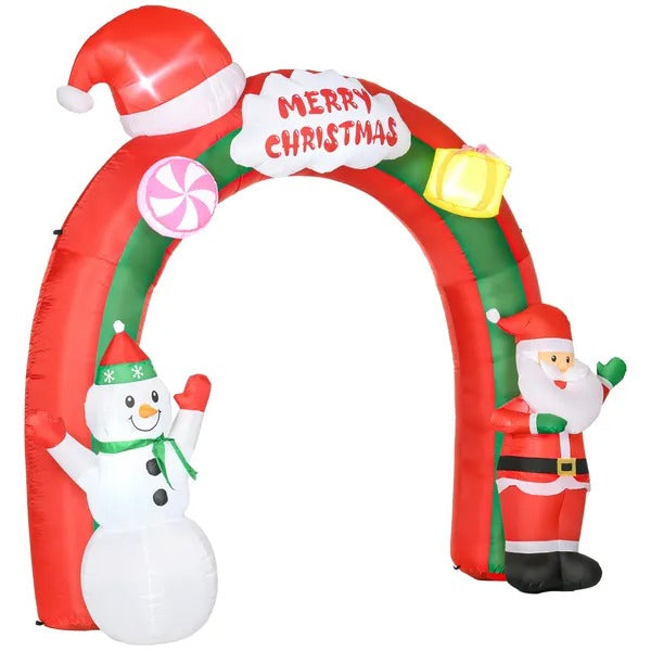 9ft Christmas Inflatable Archway With Santa Claus And Snowman For Outdoor, Blow Up Decoration With LED Lights - view 6