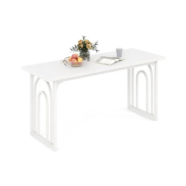 Spacious Rectangular Dining Table - 63" x24" x30", Adjustable Foot Pads, Waterproof Stain-Resistant Surface