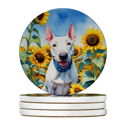 Silky Terrier Spring Path Large Sandstone Coasters Pack Of 4 Absorbent Round Coasters Decor Gifts For Men Or Women