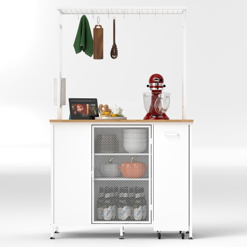 Kitchen Island With Storage Space Breakfast Bar With Folding Flip-Up Pane Large Storage - view 5