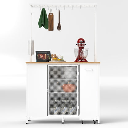 Kitchen Island With Storage Space Breakfast Bar With Folding Flip-Up Pane Large Storage - view 5