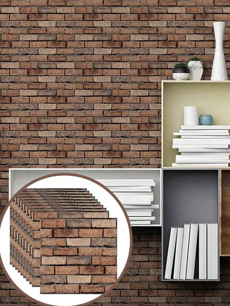 10 Pack 3D Brick Wall Stickers 3D Wall Panels Peel And Stick White Brick Wallpaper PE Foam Self Adhesive Wallpaper - view 5