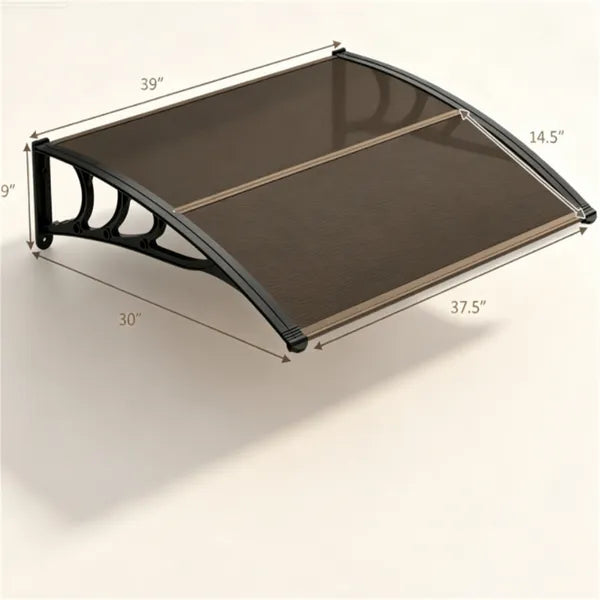 39" x30" Modern Polycarbonate Window Door Awning, UPF50+ Waterproof Windproof Outdoor Patio Canopy With Aluminum - view 4