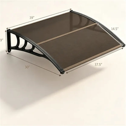 39" x30" Modern Polycarbonate Window Door Awning, UPF50+ Waterproof Windproof Outdoor Patio Canopy With Aluminum - view 4
