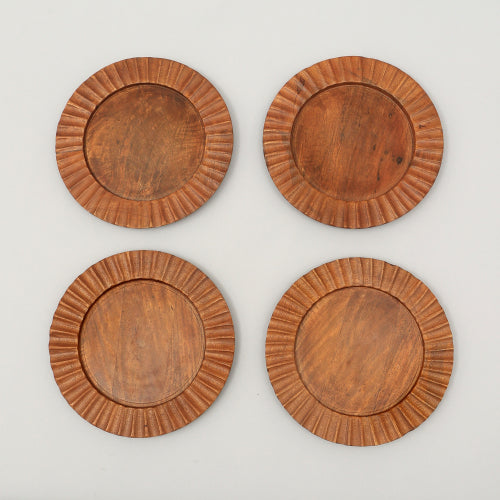 Handcrafted Wood Brown Charger Plate Wooden Dinning Placemat Artisan Wood Tableware - view 7