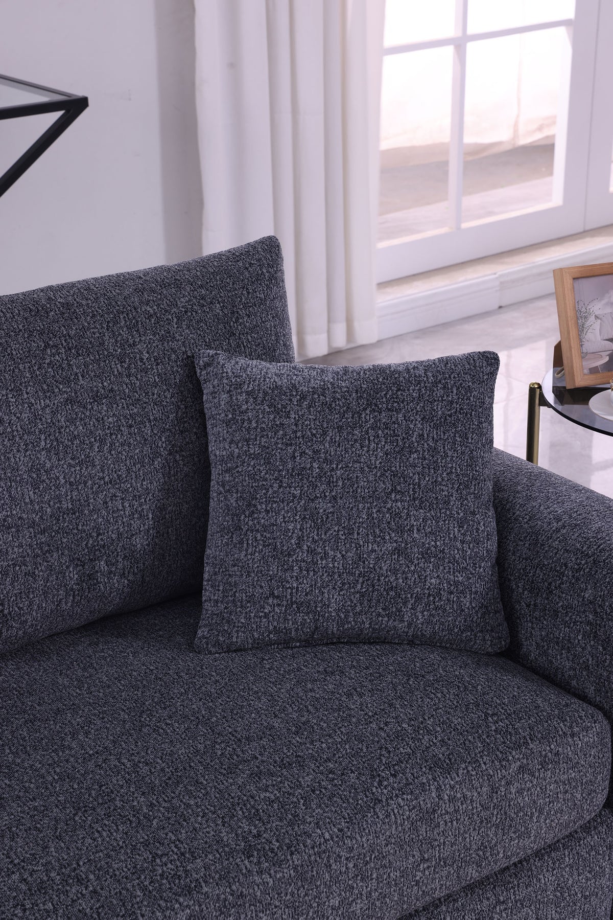 Modern Minimalist Comfortable Fabric GREY Sofa - view 7