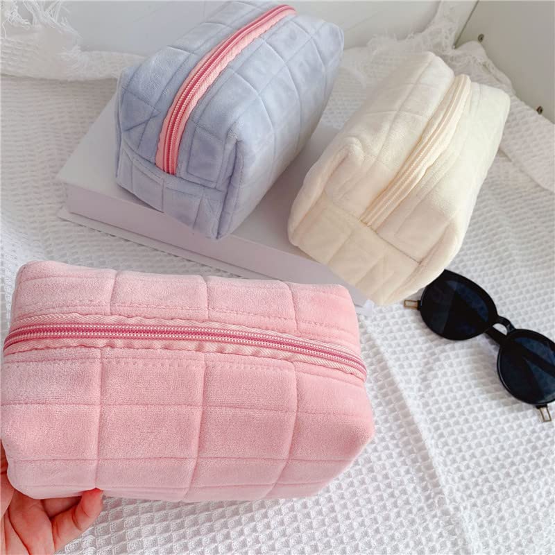 Plush Makeup Bag Checkered Cosmetic Bag Cosmetic Travel Bag Large Zipper Travel Toiletry Bag Portable Multi Functional - view 3