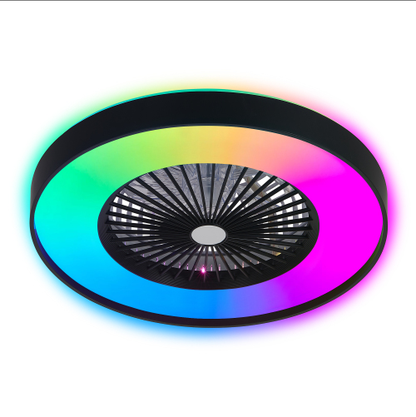 23 Inch Black Ceiling Fan Light With LED RGB Dimmable & Color-Changing, APP & Remote Control - view 4