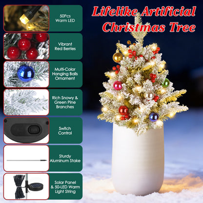 2PCS 50 LED Solar Artificial Christmas Tree - Lifelike Design With 2 Lighting Modes, 600mAh Battery 4H Fast Charge - view 3