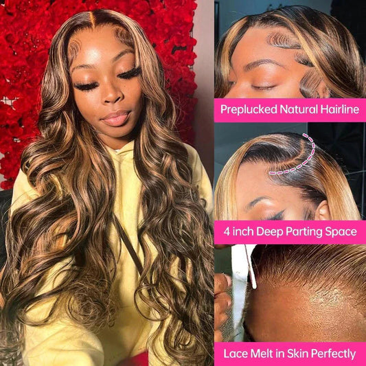 13x4 Lace Front Body Wave Human Hair Wig P4 27, Density - view 2