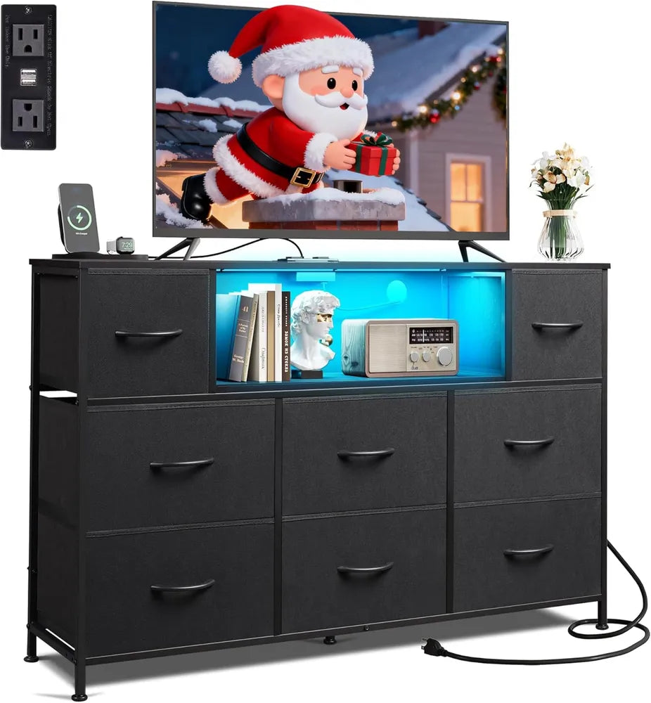 Dresser TV Stand For 45, 50, 55 Inch TV, Entertainment Center With LED Lights & Charging Station - view 8
