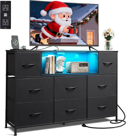 Dresser TV Stand For 45, 50, 55 Inch TV, Entertainment Center With LED Lights & Charging Station - view 8
