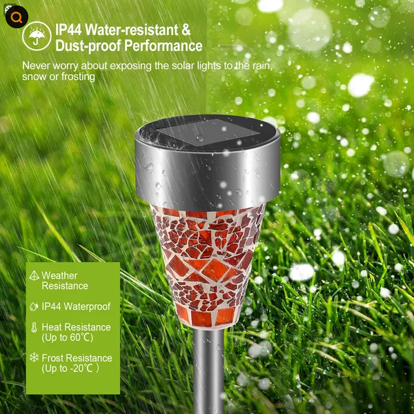 6Packs Solar Garden Lights Outdoor Solar Pathway Lights IP44 Water Resistant Landscape Lights - view 3