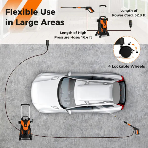 Orange Black 2300 PSI Electric Pressure Washer With 4 Quick-Connect Nozzles & Soap Bottle - view 4
