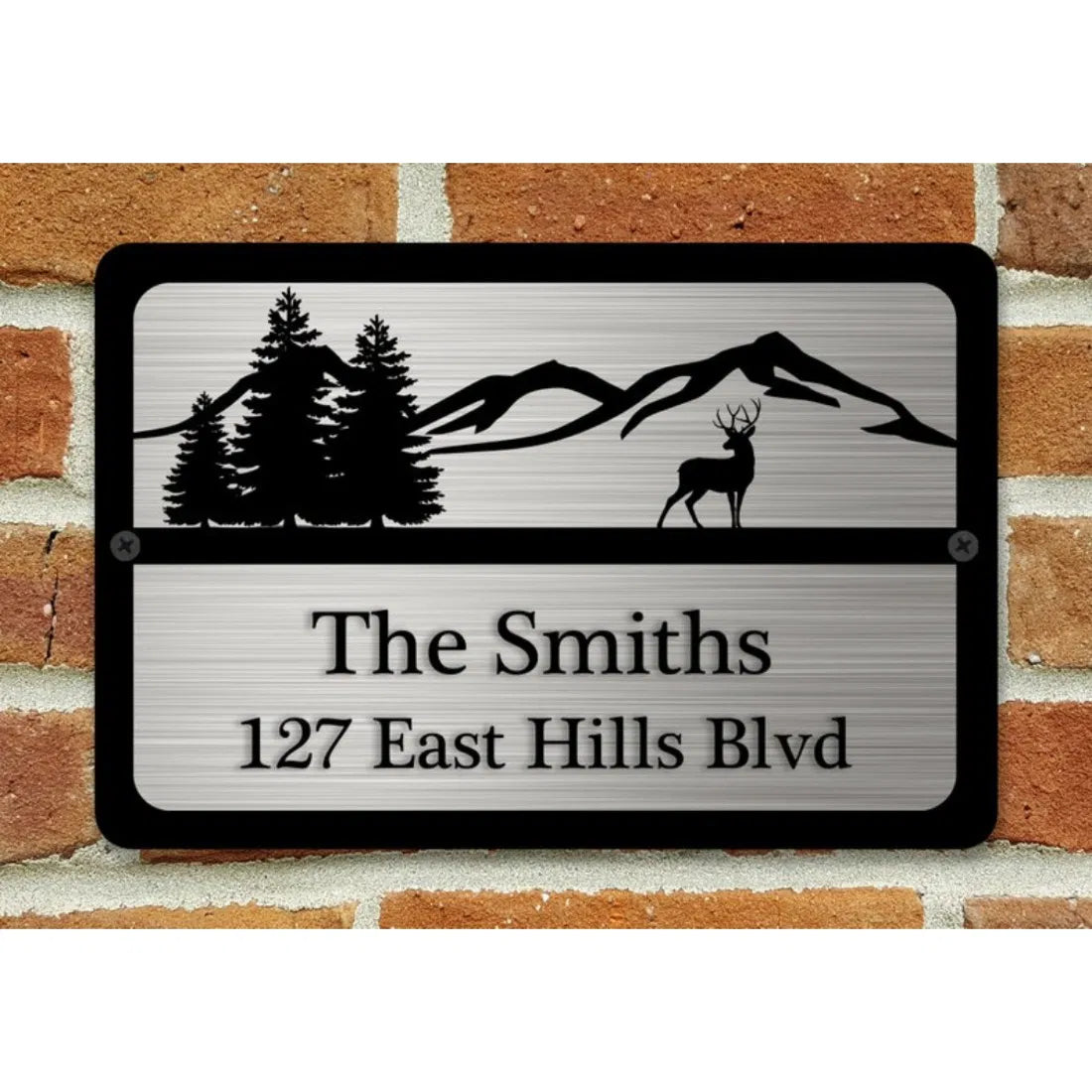 Custom Metal House Address Sign Deer Mountain Artwork Yard Number Plaque - view 4