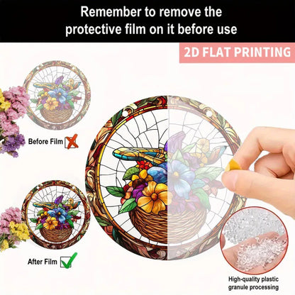 High Definition Printed Flower Basket Acrylic Hanging Ornament Transparent Home Garden Decor - view 6