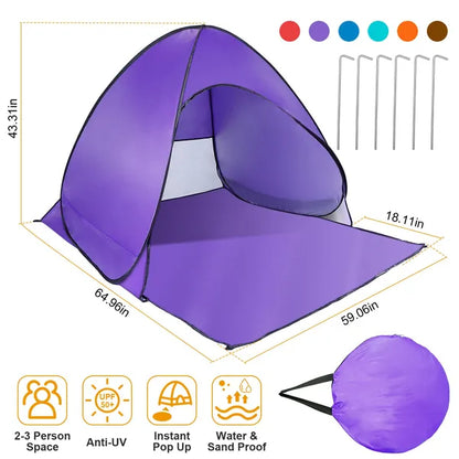 Beach Tent Shade Shelter Anti-UV Automatic Waterproof Tent Canopy For Man With Net Window Storage Bag - view 2