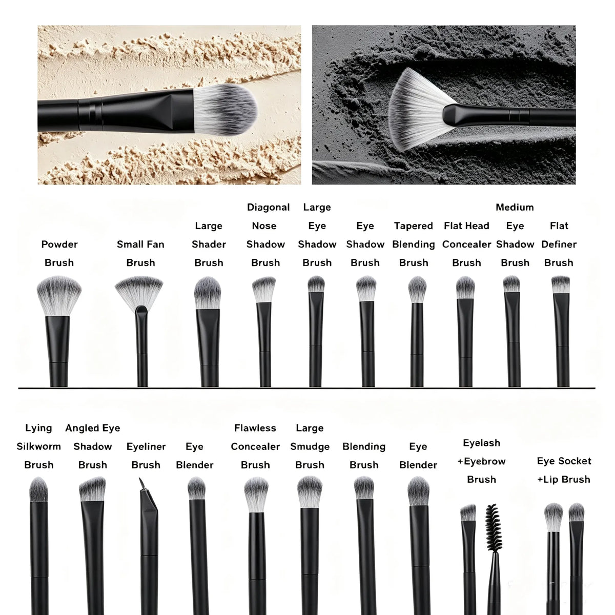 25pcs Makeup Brush Concealer Blush Foundation Eyeshadow Make Up Brush Makeup tools Black - view 5