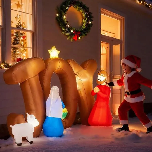 7.5FT Lighted Christmas Inflatable Decoration, Inflatable Nativity Scene With JOY Sign - view 7