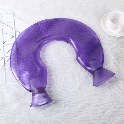 LU-shaped Wide Mouth Knob Hot Water Bottle Mini Transparent PVC Hot Water Bottle - view 5