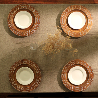 Handcrafted Wood Charger Plate Wooden Dinning Placemat Artisan Wood Tableware - view 5