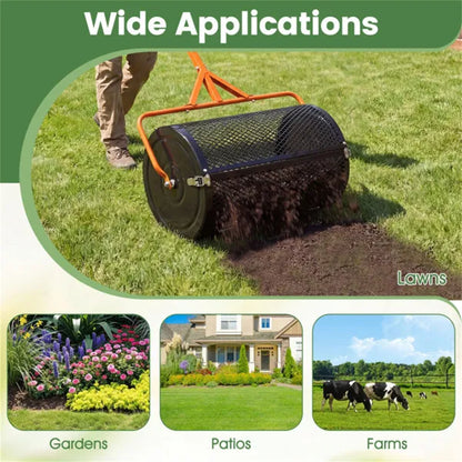 24" Lawn Topdressing Spreader With 0.75"×0.5" Mesh, Compost Spreader For Soil Sand Fertilizer Orange - view 3