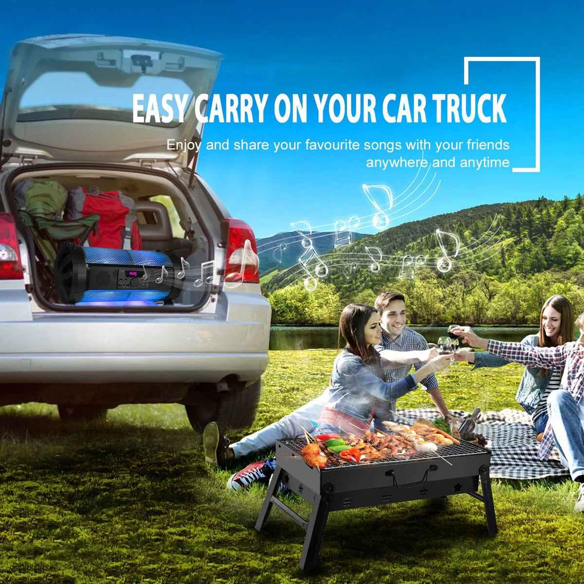 Portable BBQ Grill Foldable Charcoal Grill Lightweight Smoker Grill For Camping Picnics Garden Grilling - view 4