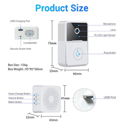 Wireless Security Smart WiFi Doorbell Intercom Video Camera Door Ring Bell Chime - view 10