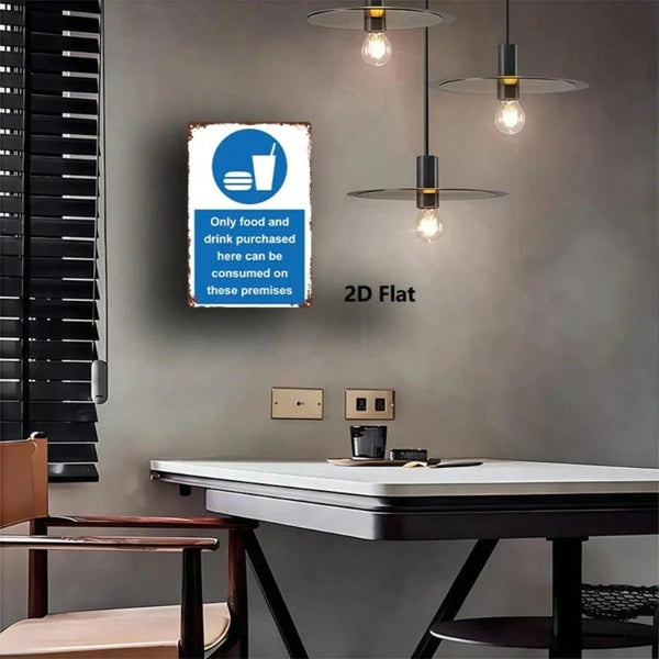 1pc Vintage Blue Metal Sign 8x12 Inch, Food & Drinks Only Allowed Here Wall Decor - view 4