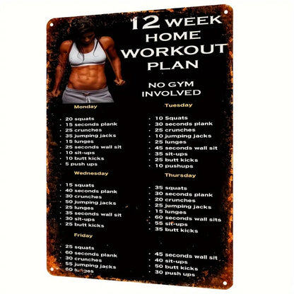 Vintage Fitness Plan Aluminum Sign Home Workout Guide Motivational Wall Decor For Home Gym Bar Indoor Outdoor Use 12x8 - view 6