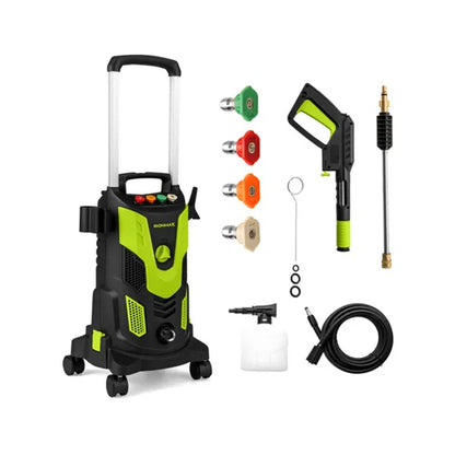 Green Black 2300 PSI Electric Pressure Washer With 4 Quick-Connect Nozzles & Soap Bottle