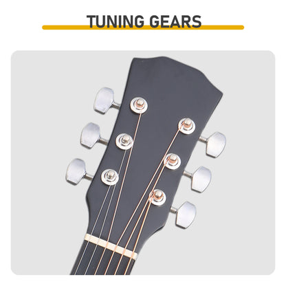 Matte Black 41-inch Dreadnought Barrel-shaped Cutaway Acoustic Guitar With Pick, Strings, Capo, Gig Bag, Tuner - view 5