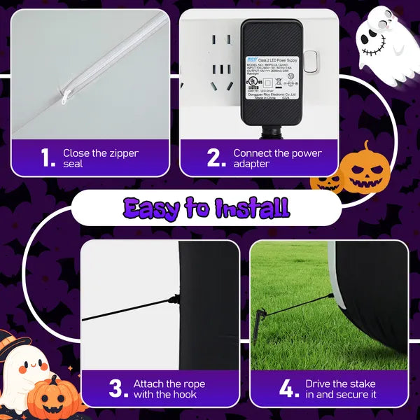 12FT Giant Halloween Inflatable Blow Up Decorations, Grim Reaper With Jack-o'-Lantern Pumpkin Head And 3-Color LED - view 4
