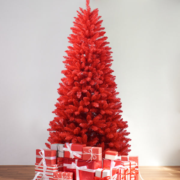 Artificial 5ft Red Christmas Tree With 624 PVC Branch Tips, Hinged Premium & Foldable Base For Indoor Holiday Decorating - view 10