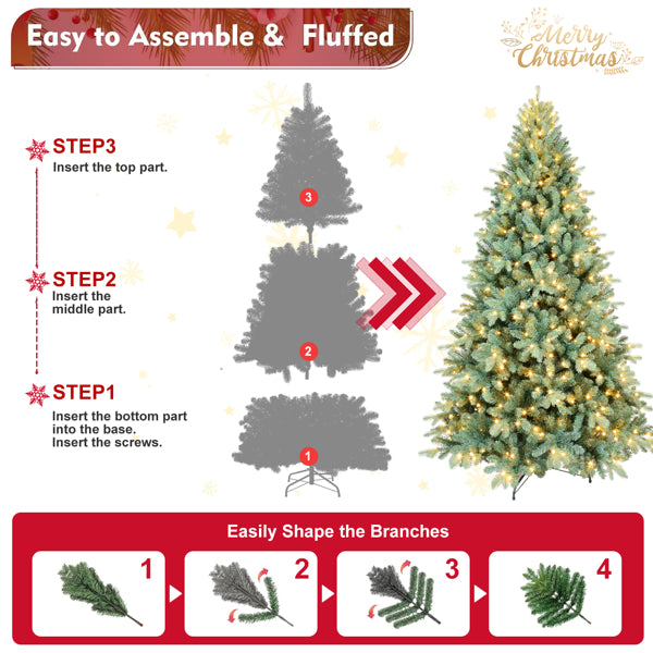 Artificial 7.5ft Blue Green Tint Christmas Tree With 2148 PE PVC Mixed Branch Tips, Memory Wire Iron Wire - view 3