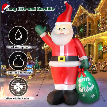 10 FT Christmas Inflatable Santa Claus Outdoor Decor For Yard, Giant Blow Up Santa Decoration With Big Gift Bag - view 5