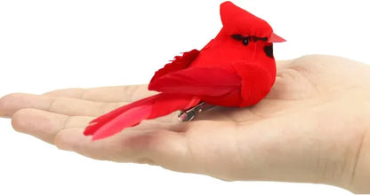 12 Pcs Cardinal Birds For Crafts, Mini Cardinal Clip On Christmas Tree Ornaments Artificial Red Birds Decorations - view 2