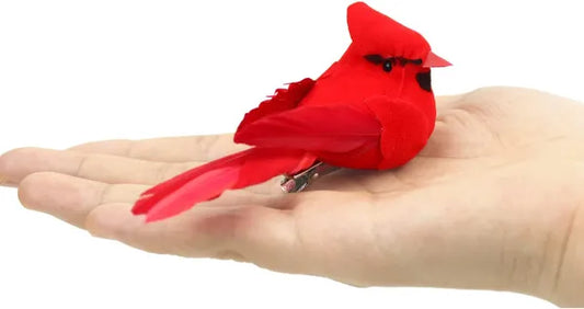 12 Pcs Cardinal Birds For Crafts, Mini Cardinal Clip On Christmas Tree Ornaments Artificial Red Birds Decorations - view 2