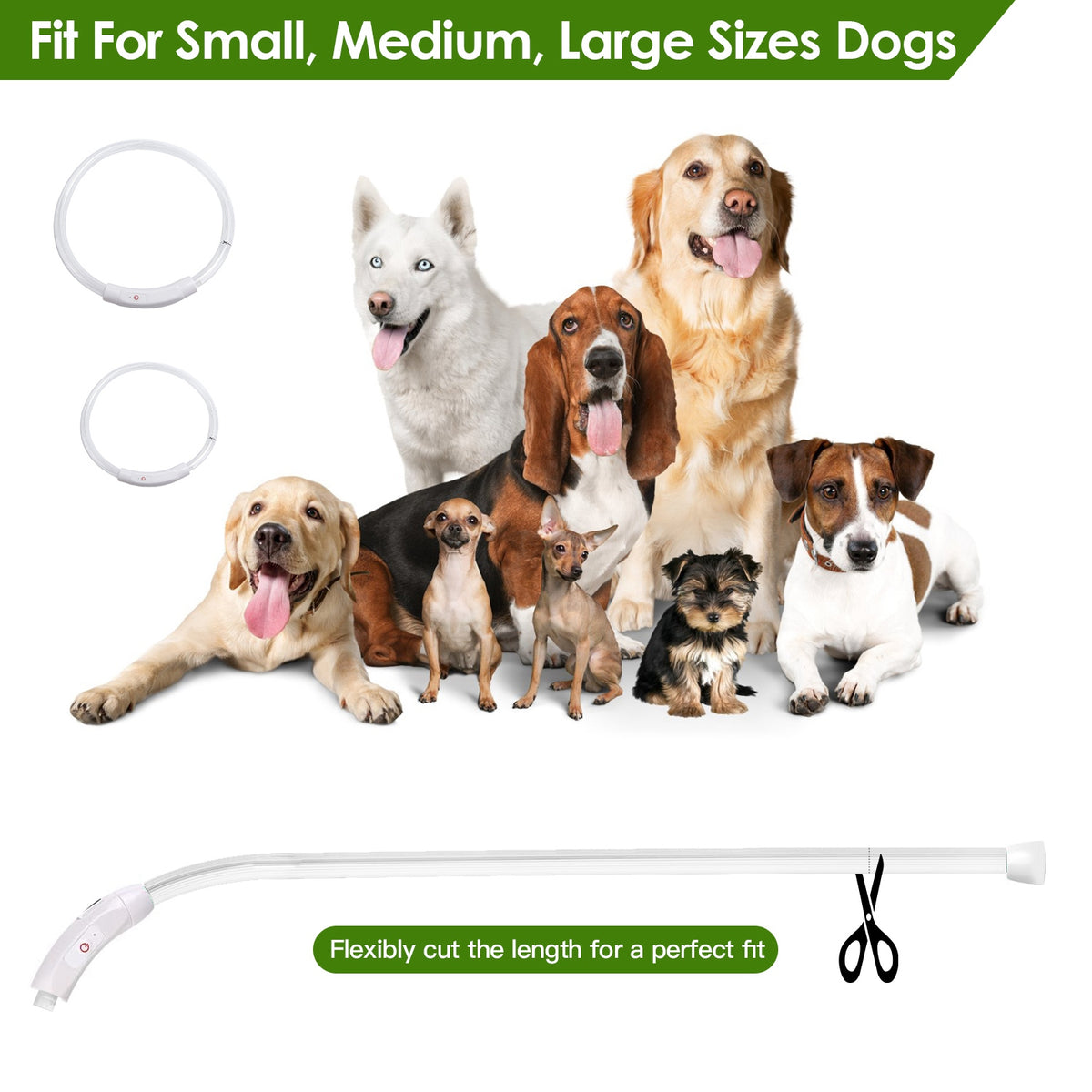 1Pc USB Rechargeable LED Dog Collar Multi Color Lighting Dog Safety Collar Cuttable Length Glow Dog Collar For Small - view 2