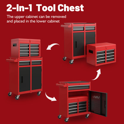 Tool Chest, 5-Drawer Rolling Tool Storage Cabinet With Detachable Top Tool Box, Liner, Universal Lockable Wheels - view 5