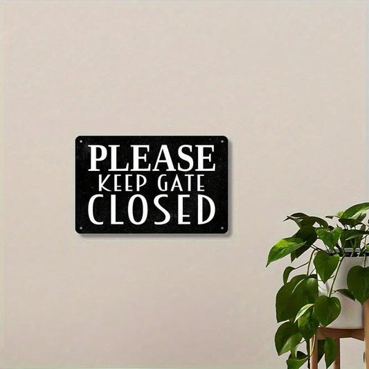 Vintage "Please Keep Gate Closed" Metal Sign, Rustic Iron Wall Decor For Home Farmhouse Garage - view 2