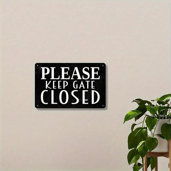 Vintage "Please Keep Gate Closed" Metal Sign, Rustic Iron Wall Decor For Home Farmhouse Garage - view 2