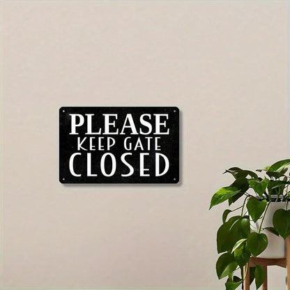 Vintage "Please Keep Gate Closed" Metal Sign, Rustic Iron Wall Decor For Home Farmhouse Garage - view 2